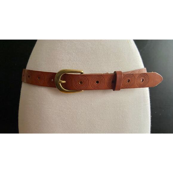 FOSSIL Boho Embossed Brown Leather Belt sz XL - Picture 1 of 10